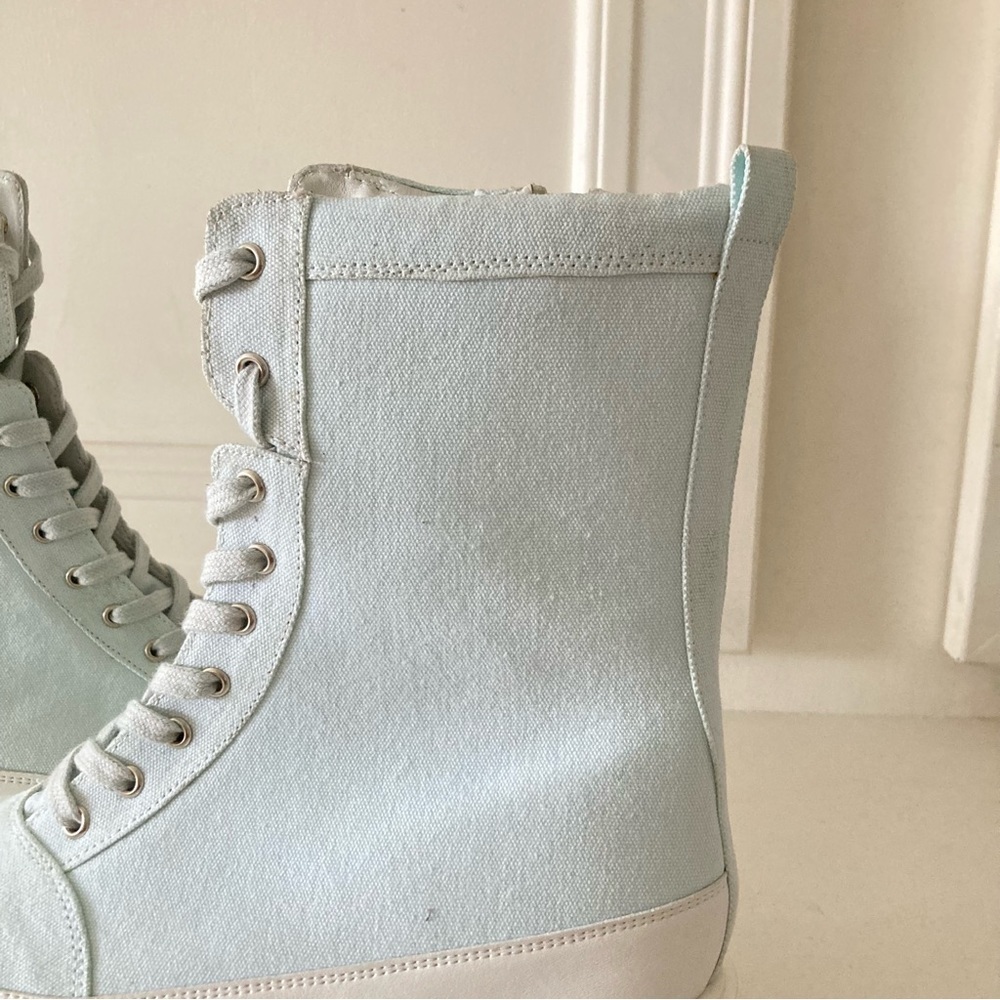 NWOT Free People Feels Good To Be Lost Indigo Canvas Lug Sole Hiker Boots Sz 41 - Picture 4 of 9